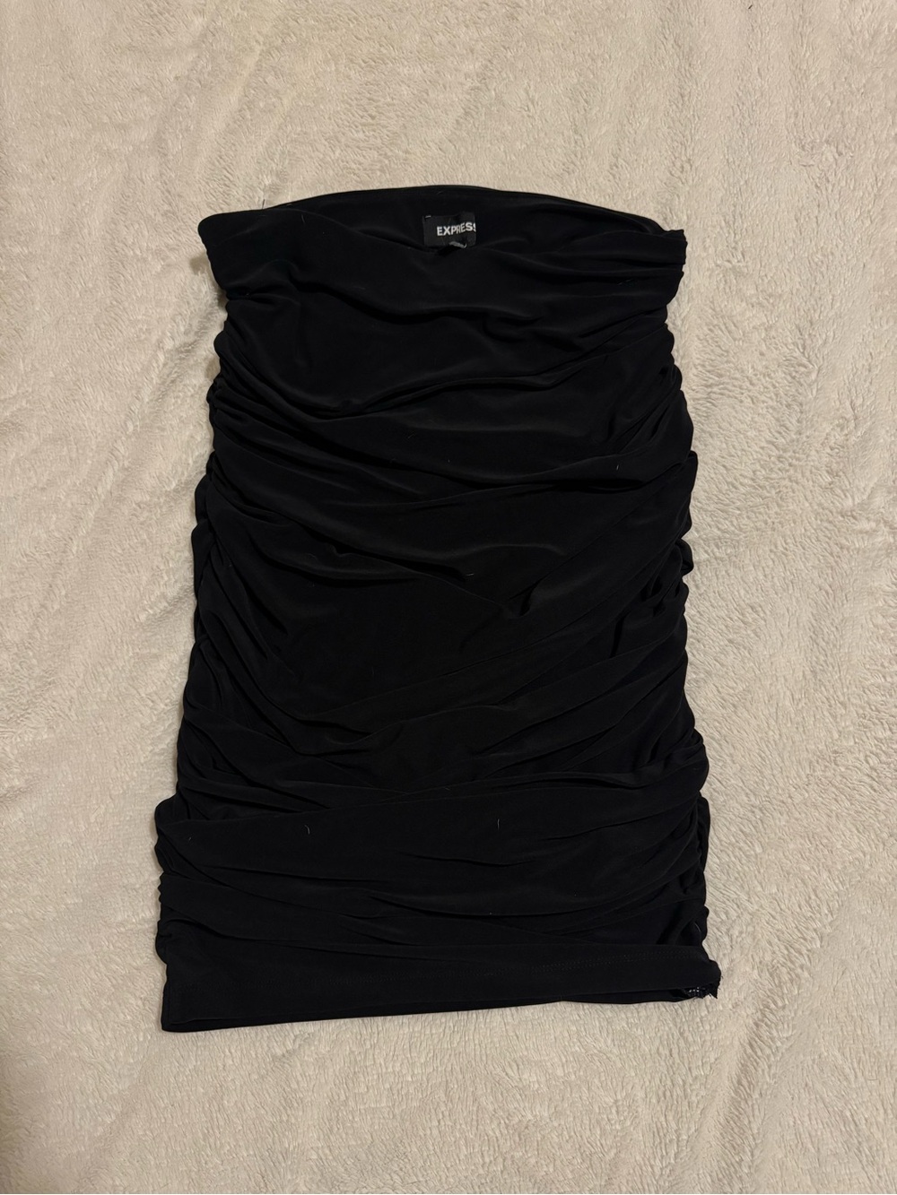 Express Black Ruched Midi Skirt
